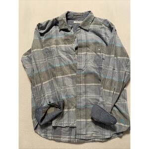 Tommy Bahama Coastline Cord Shirt Large Corduroy Plaid Button Up Pastel Blue